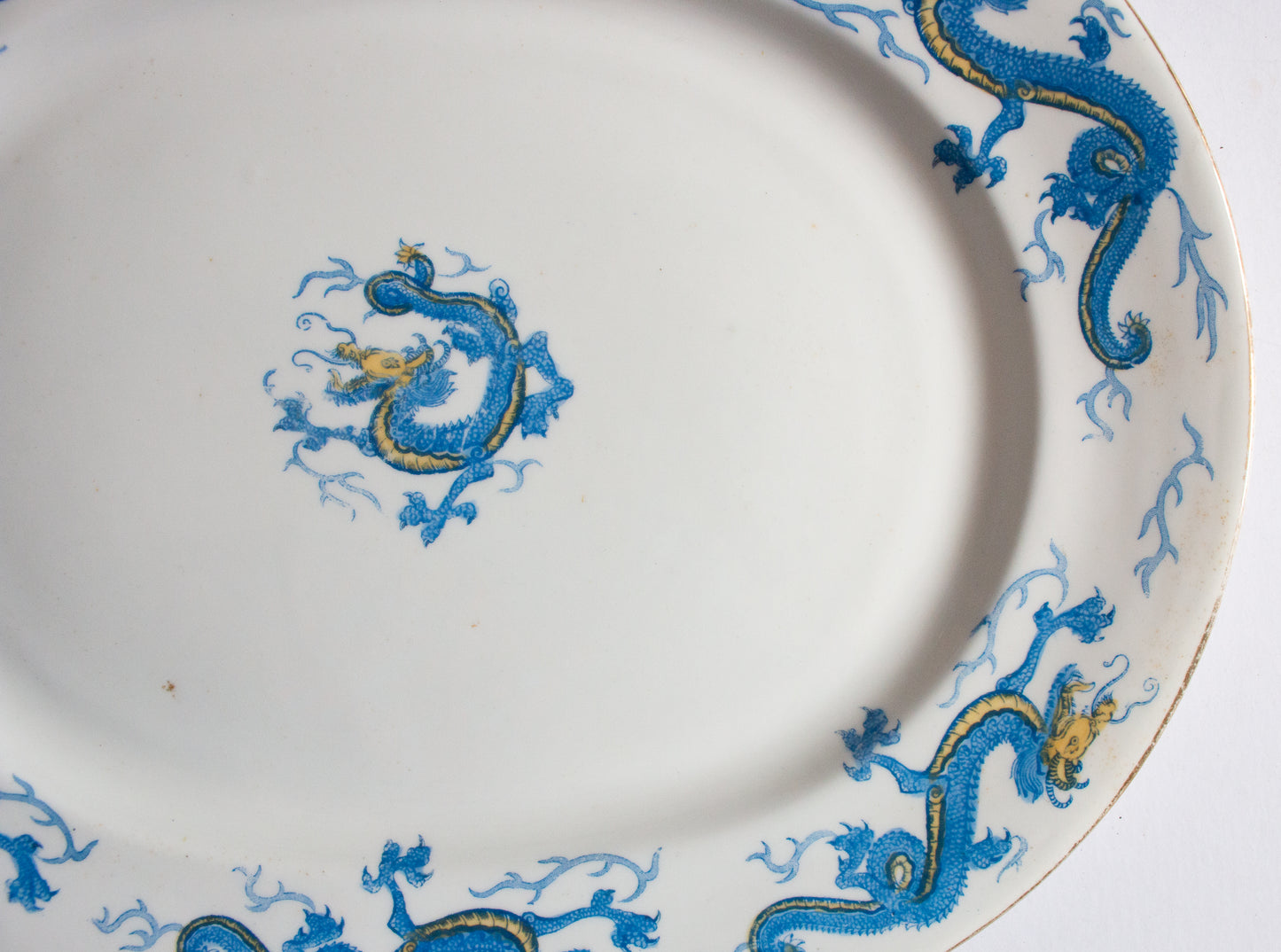 Salon China 'Dragon' Pattern Blue and Yellow Small Blue and White Serving Platter