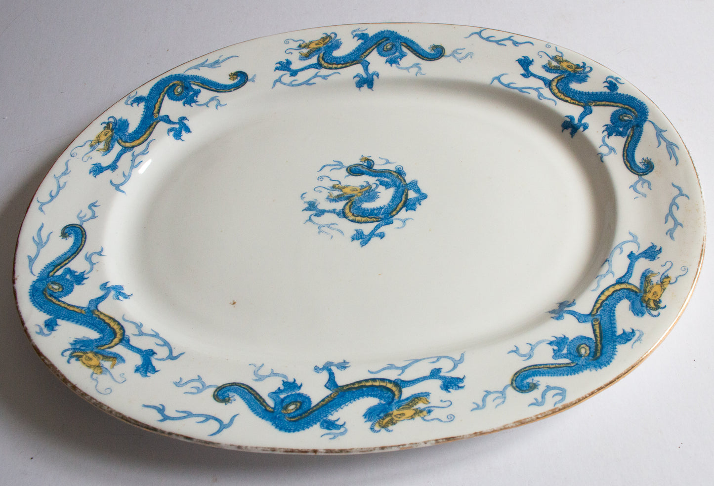 Salon China 'Dragon' Pattern Blue and Yellow Small Blue and White Serving Platter