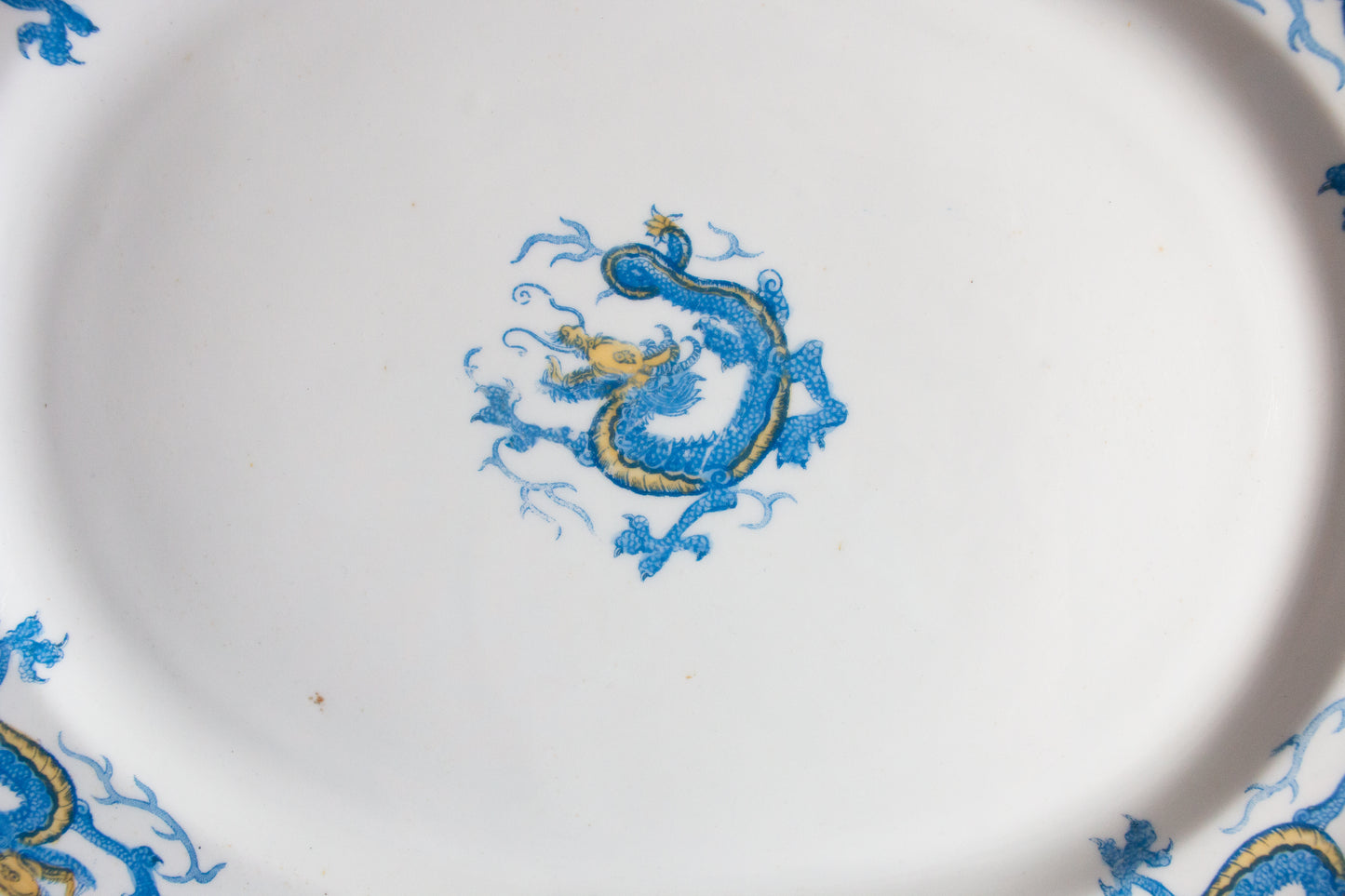 Salon China 'Dragon' Pattern Blue and Yellow Small Blue and White Serving Platter