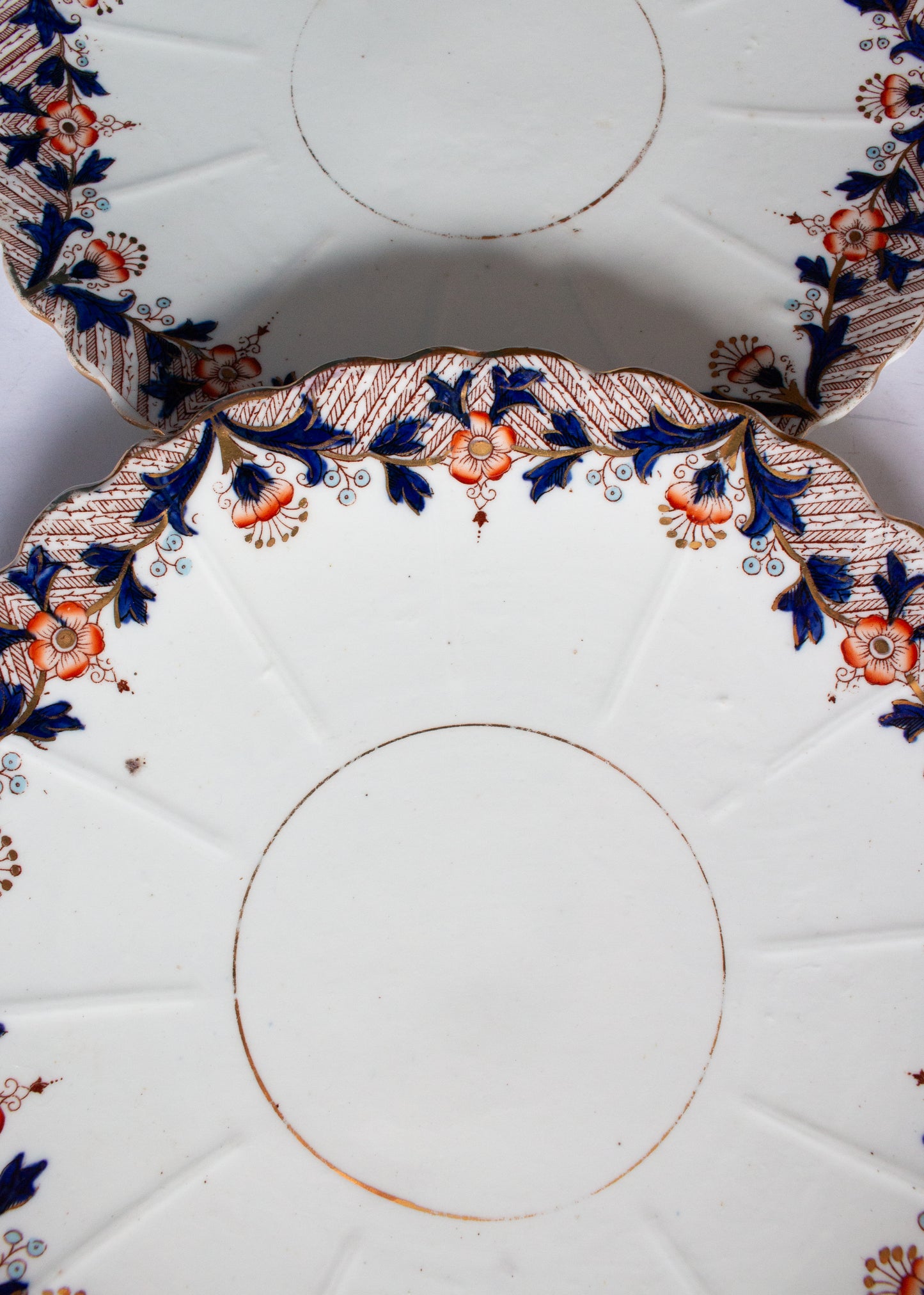 Antique China Sandwich Serving Plates with Imari and Gilt Detail (2)