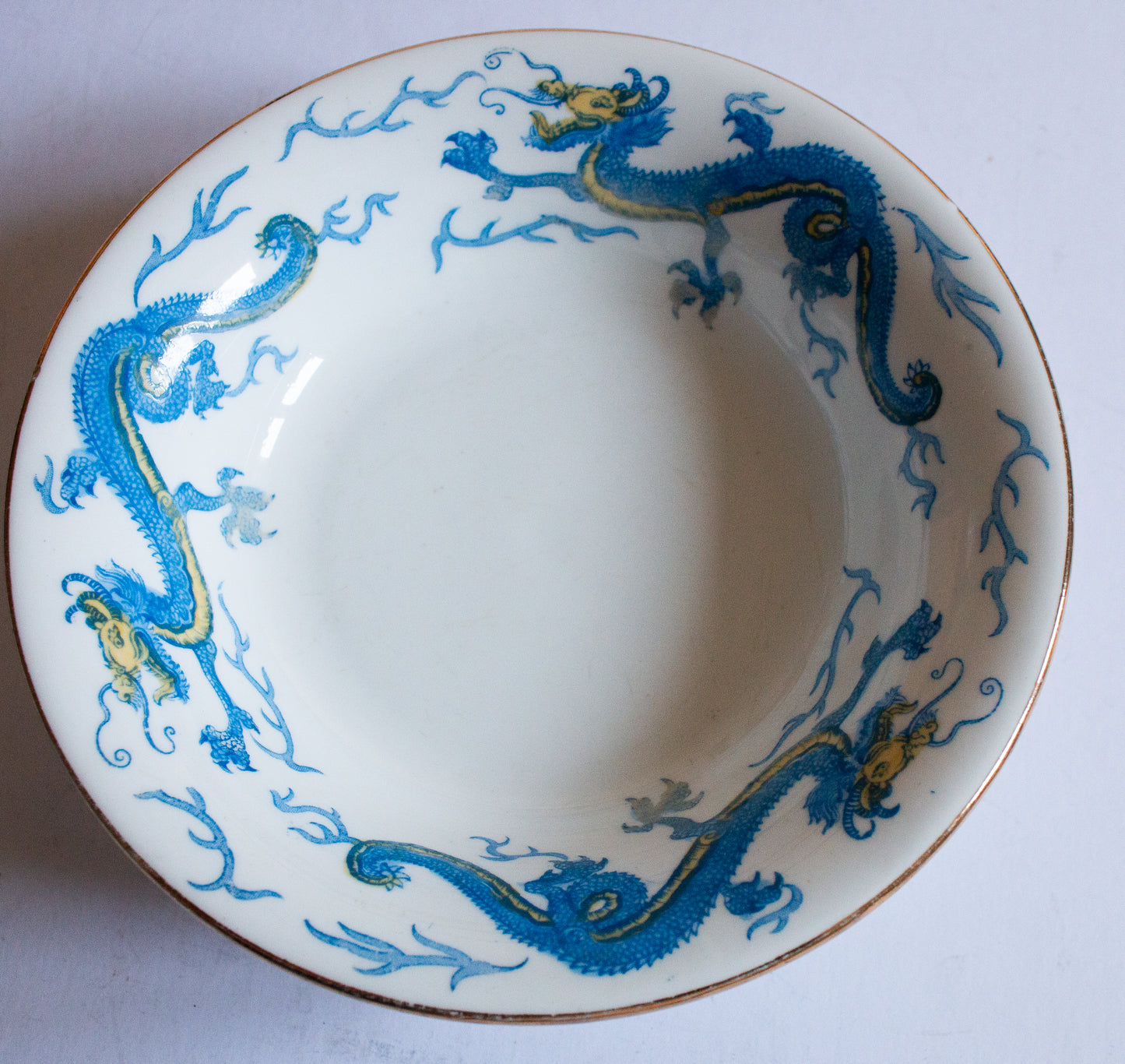 Vintage Salon China 'Dragon' Pattern Blue and Yellow Bowls (4)