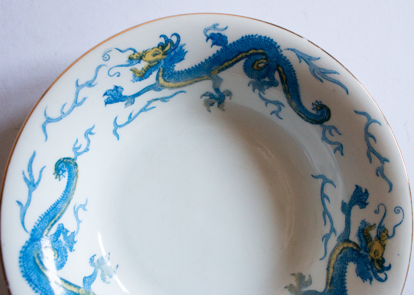 Vintage Salon China 'Dragon' Pattern Blue and Yellow Bowls (4)