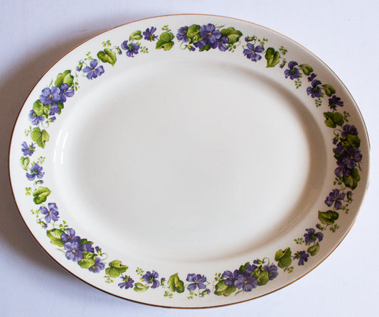 Swinnertons Staffordshire Oval Serving Platter Violet Floral Detail