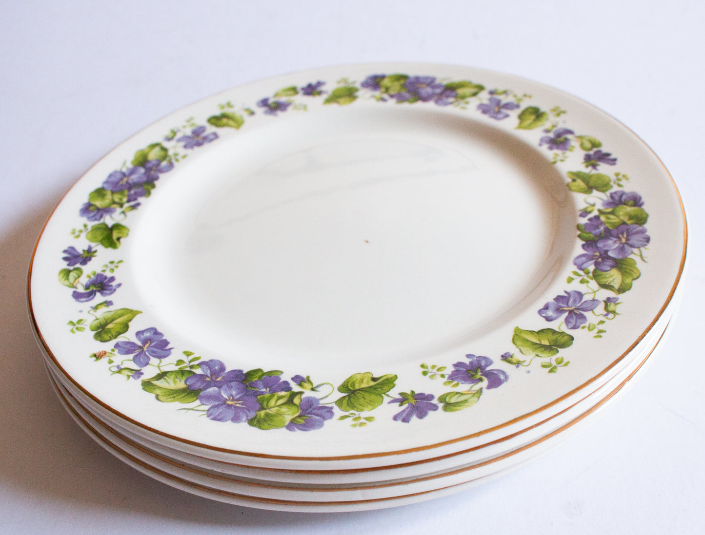 Swinnertons Staffordshire 9" Plates with Violet Floral Detail (4)