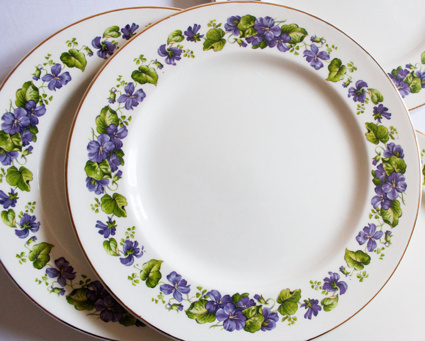 Swinnertons Staffordshire 9" Plates with Violet Floral Detail (4)