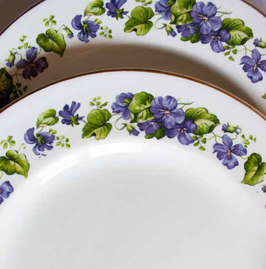 Swinnertons Staffordshire 9" Plates with Violet Floral Detail (4)