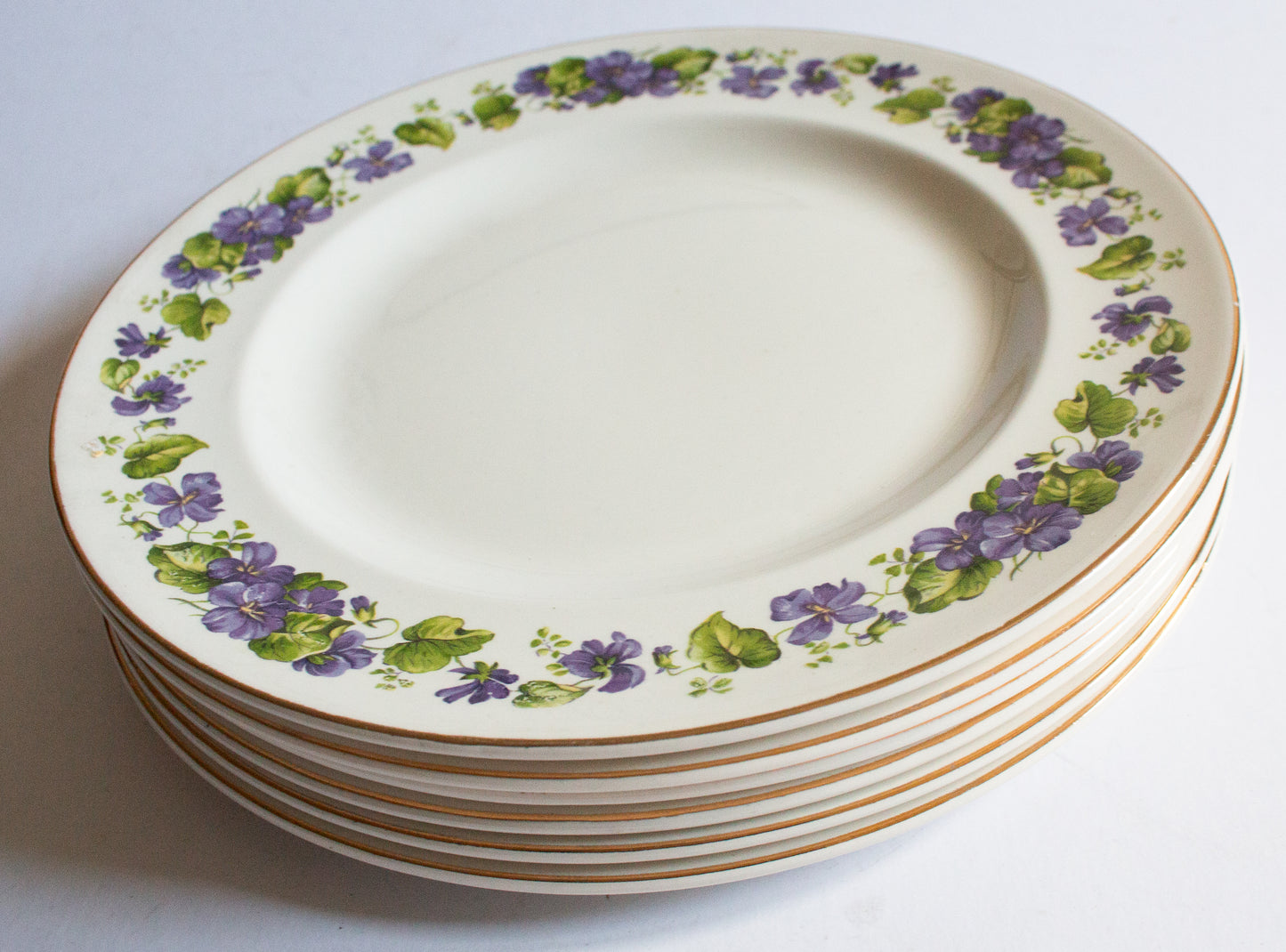 Swinnertons Staffordshire 9.75" Dinner Plates with Violet Floral Detail (6)