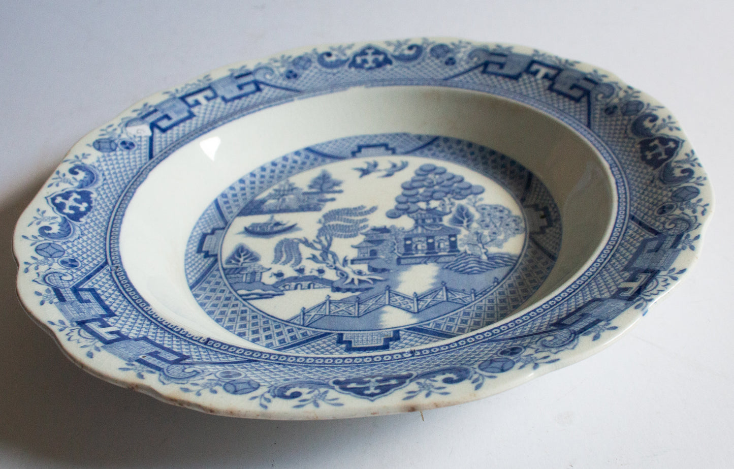 Hancock & Sons Corona Ware 'Willow' Pattern Blue and White Transferware Dish