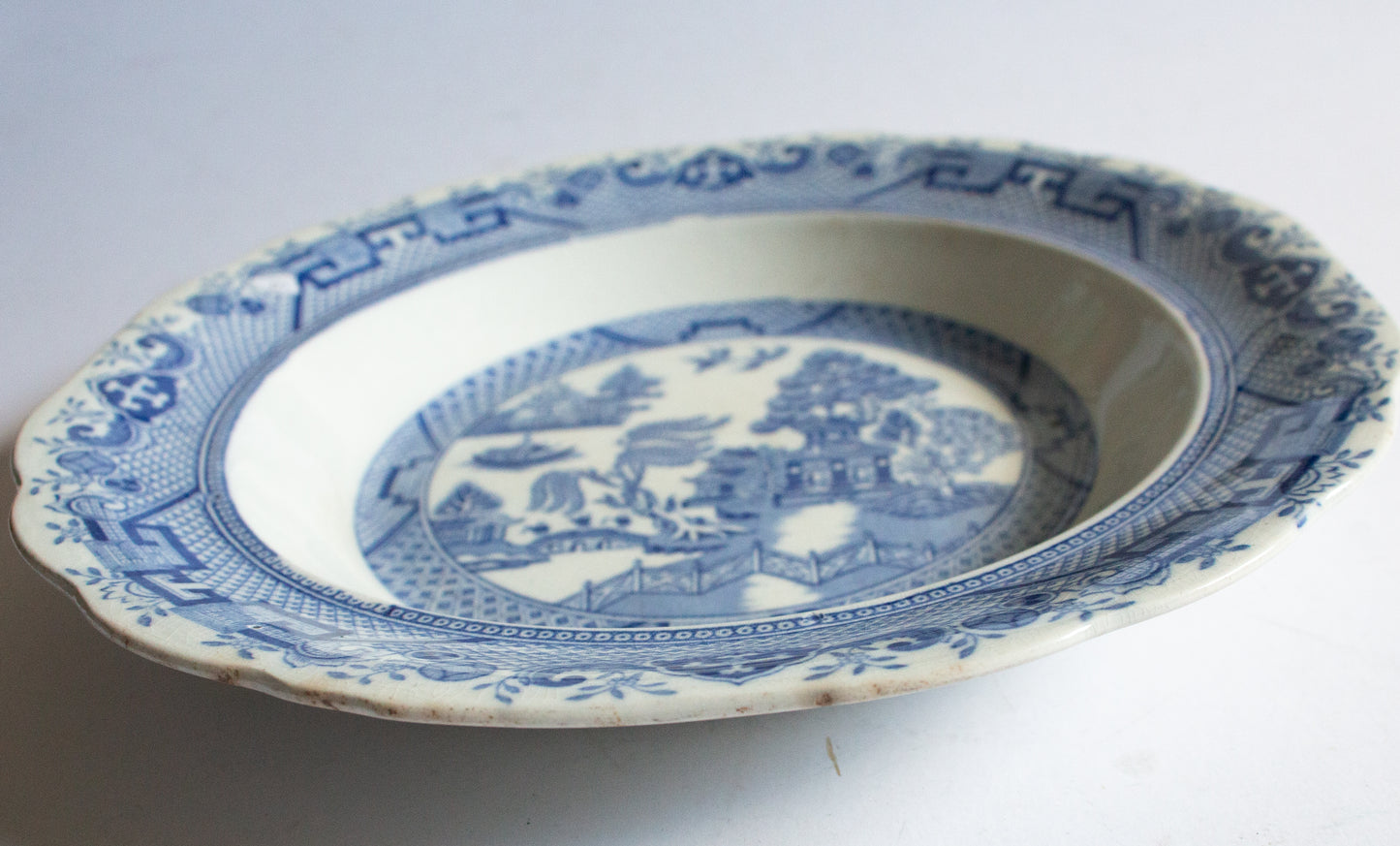 Hancock & Sons Corona Ware 'Willow' Pattern Blue and White Transferware Dish