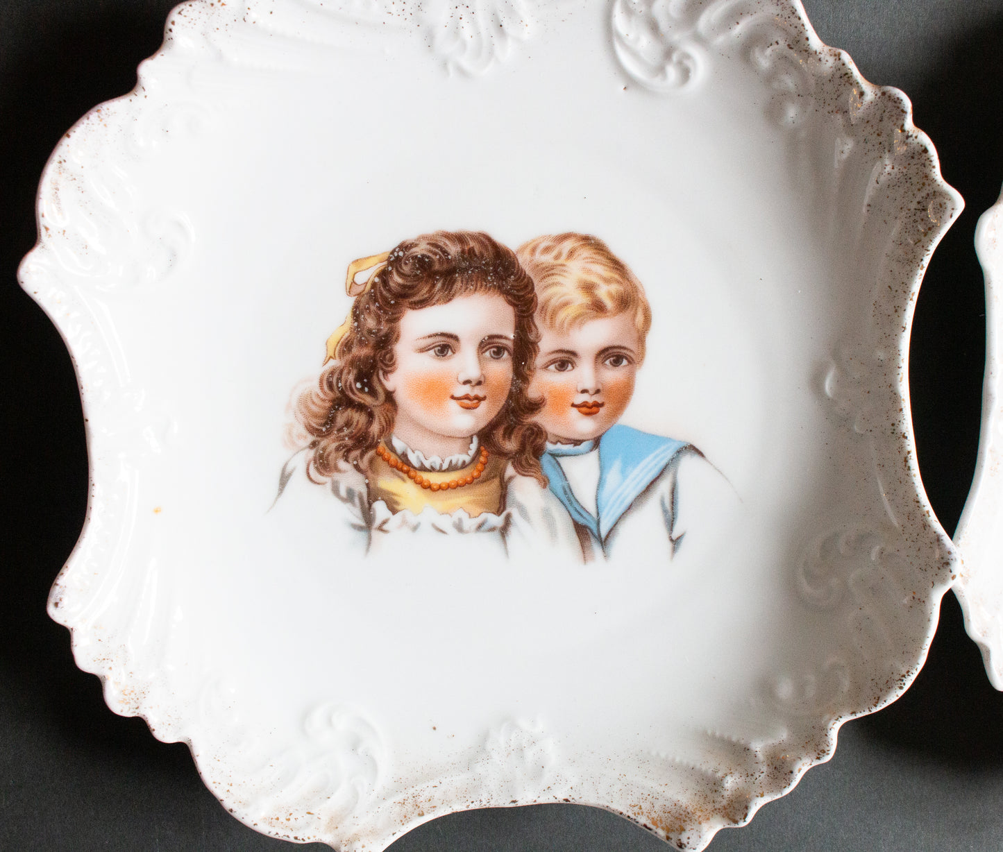 Victorian Decorative Picture Plates with Children Print