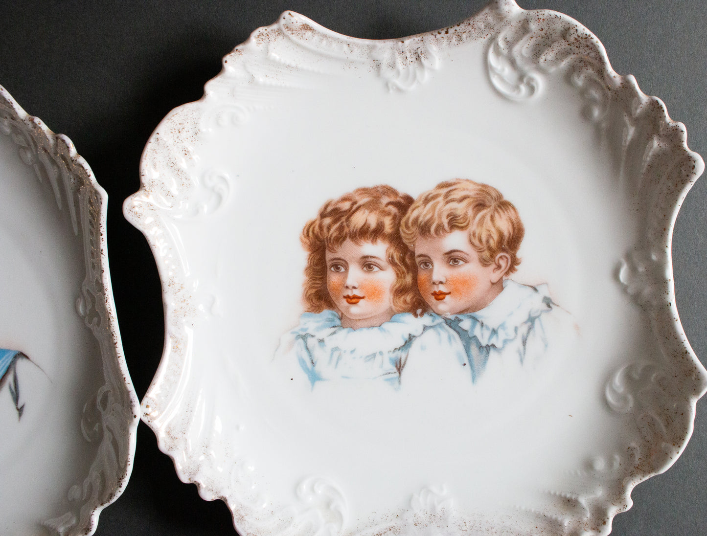 Victorian Decorative Picture Plates with Children Print