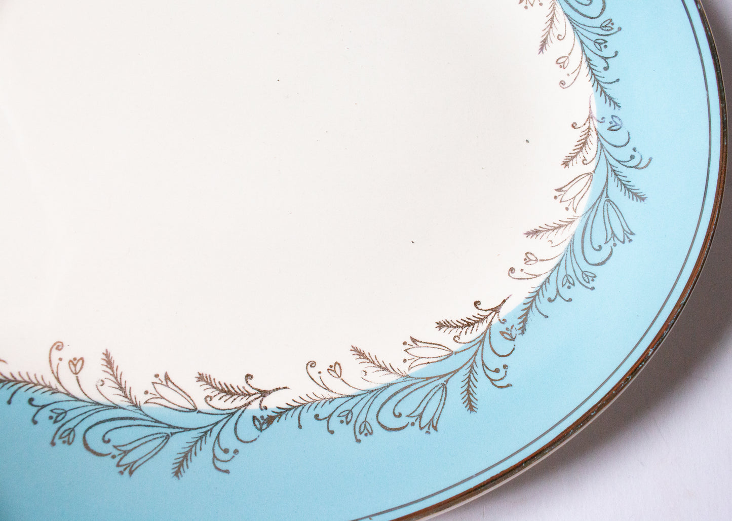 Vintage Blue and Gold Small Oval Serving Platter