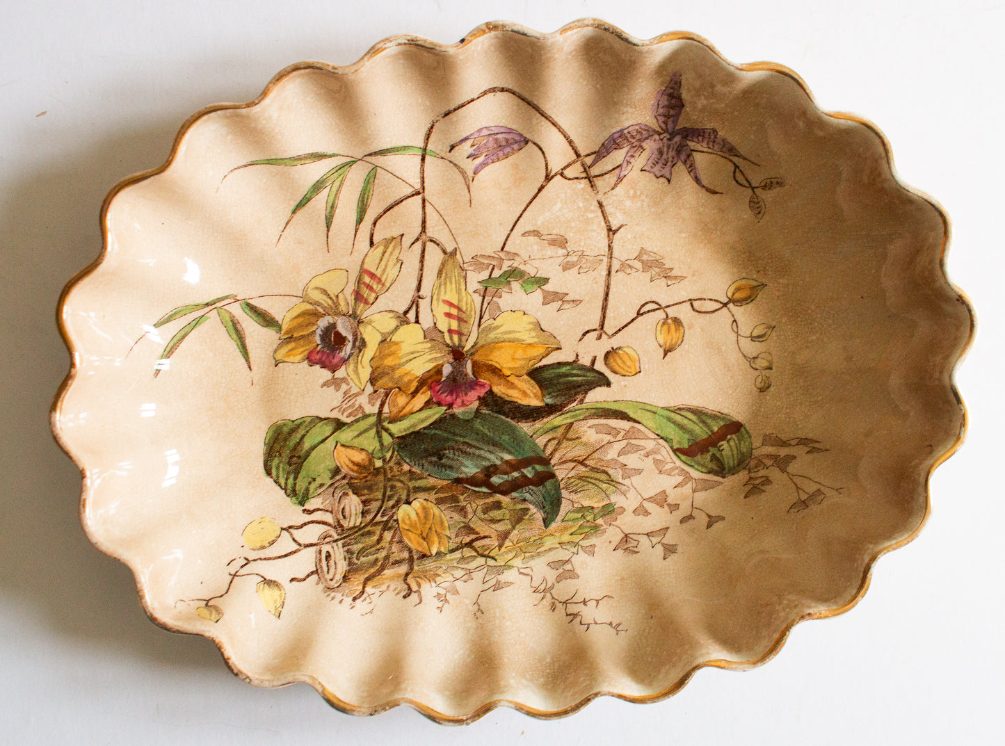 Antique Hancock & Sons Small Fluted Bowl with Hand Painted Floral Detail