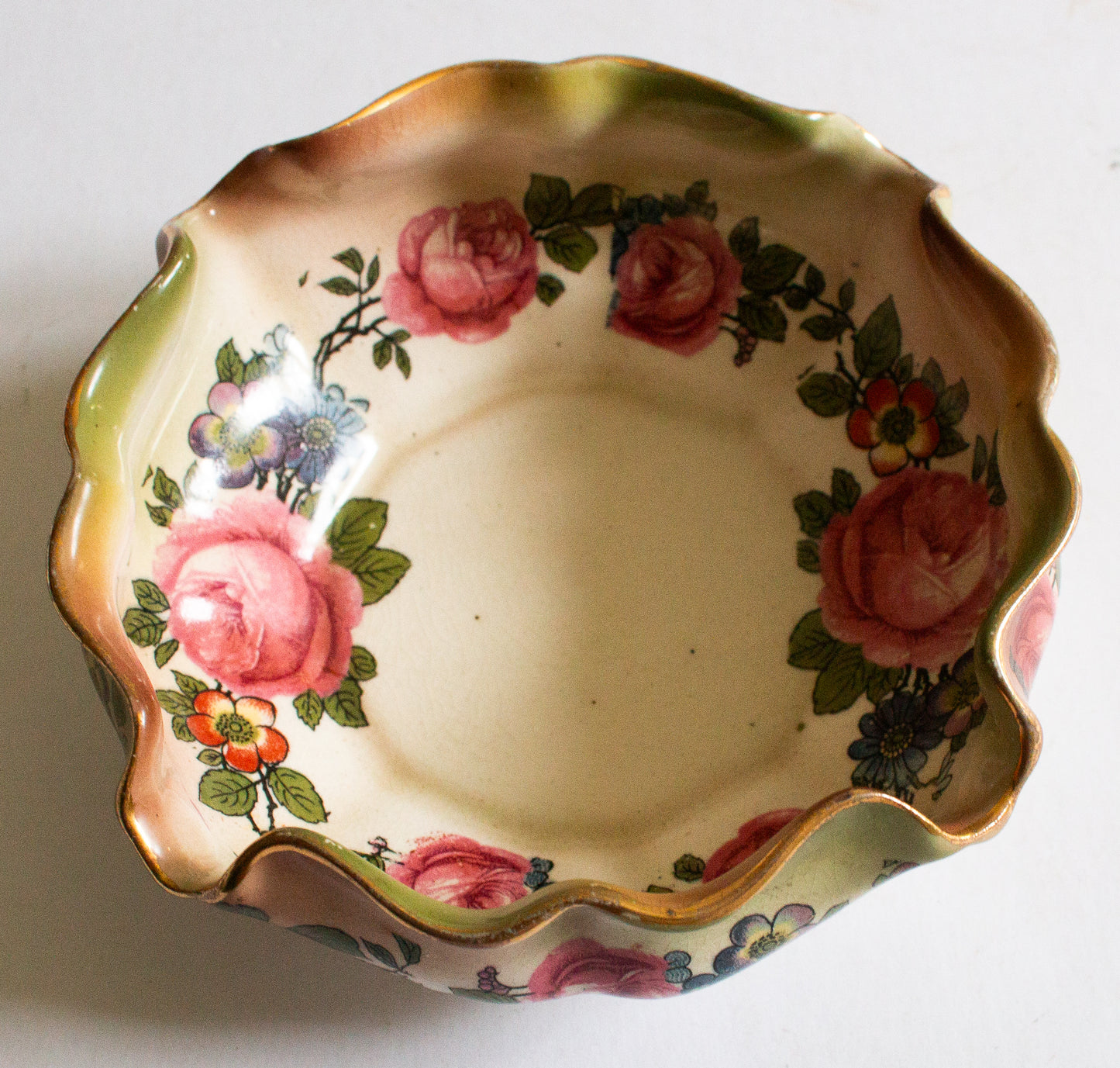 Crown Fieldings Stoke on Trent England Small Scalloped Blushware Trinket Dish