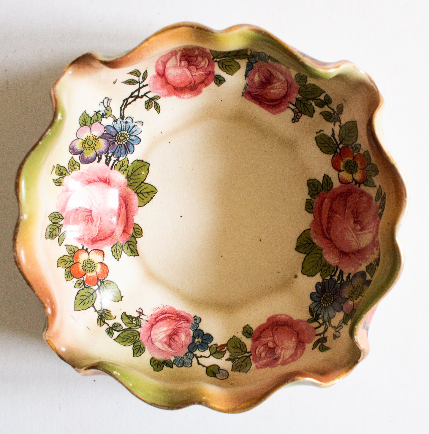 Crown Fieldings Stoke on Trent England Small Scalloped Blushware Trinket Dish