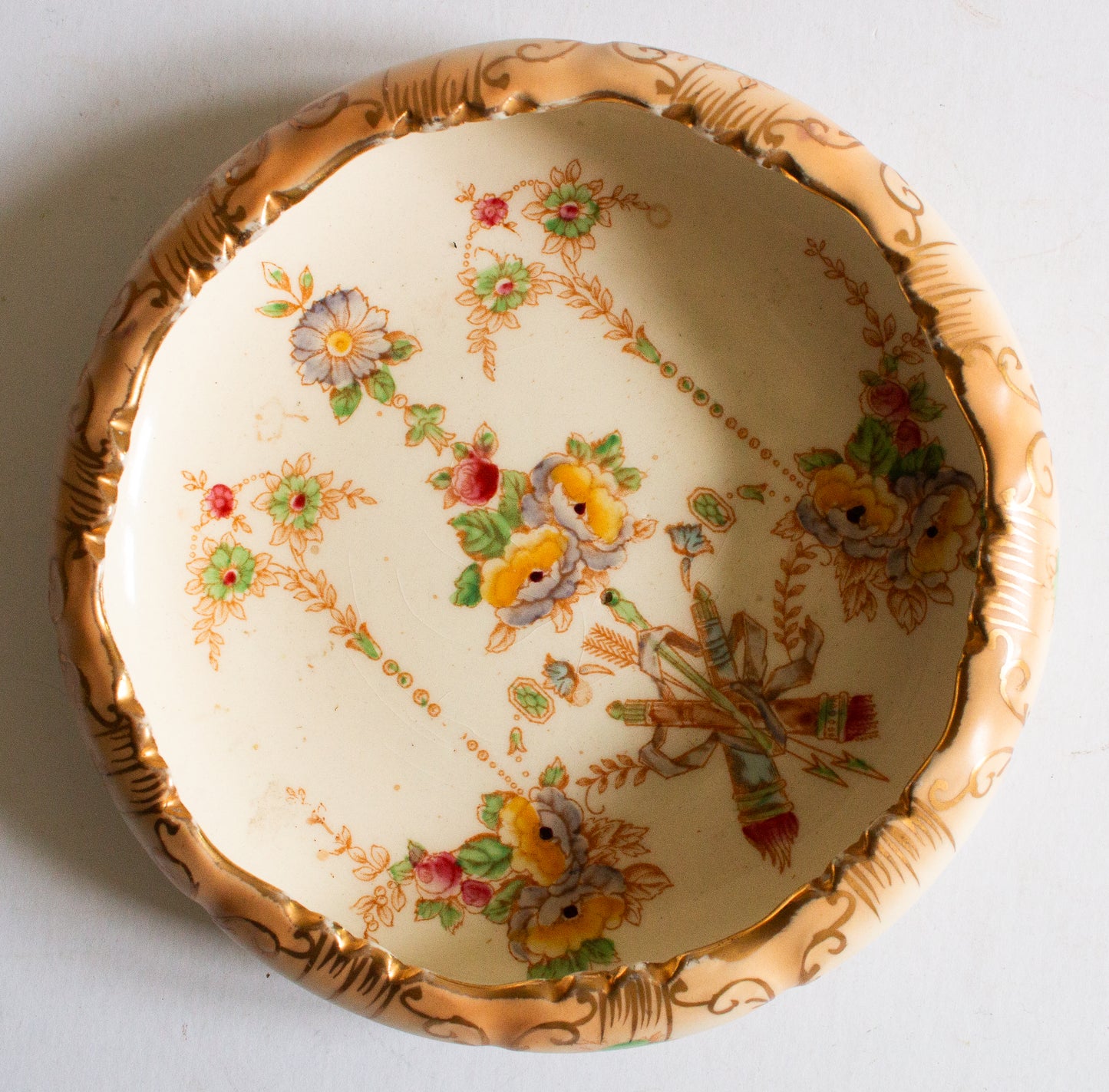 Crown Fieldings Stoke on Trent England Small Scalloped Blushware Trinket Dish