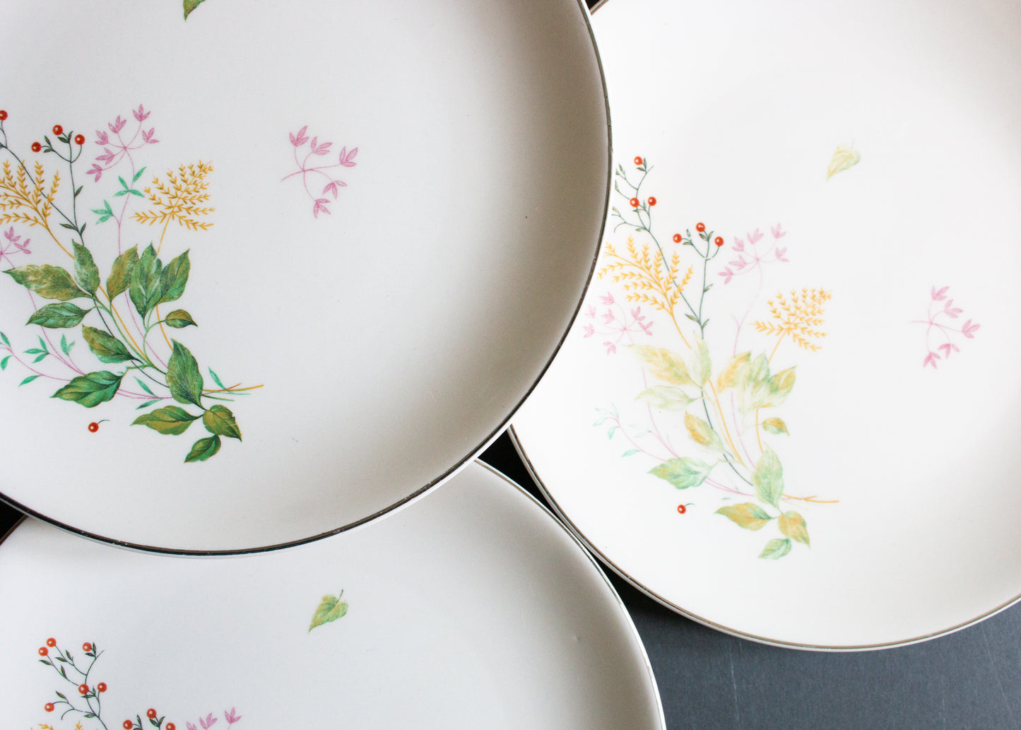 Johnson Bros. China 9" Plates with Summer Floral Detail (4)