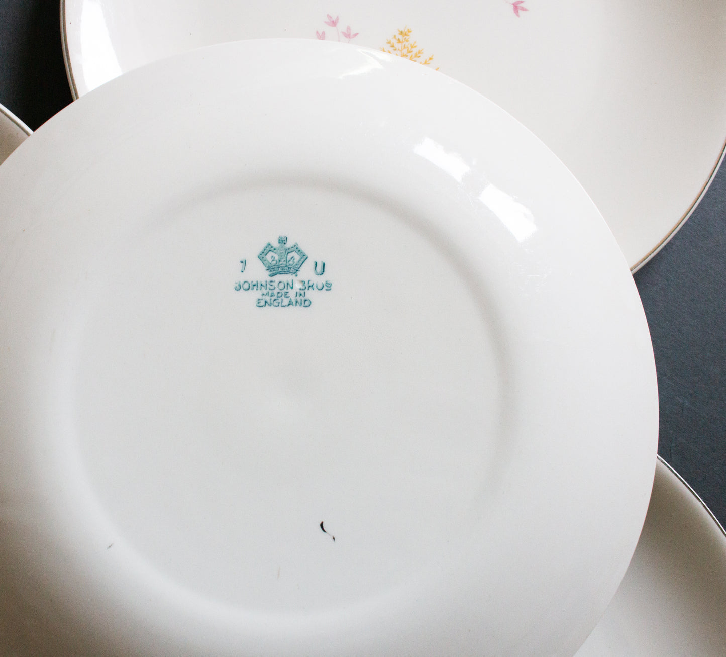 Johnson Bros. China 9" Plates with Summer Floral Detail (4)