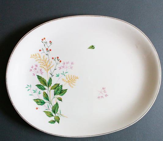 Johnson Bros. China Oval Serving Platter with Summer Floral Detail