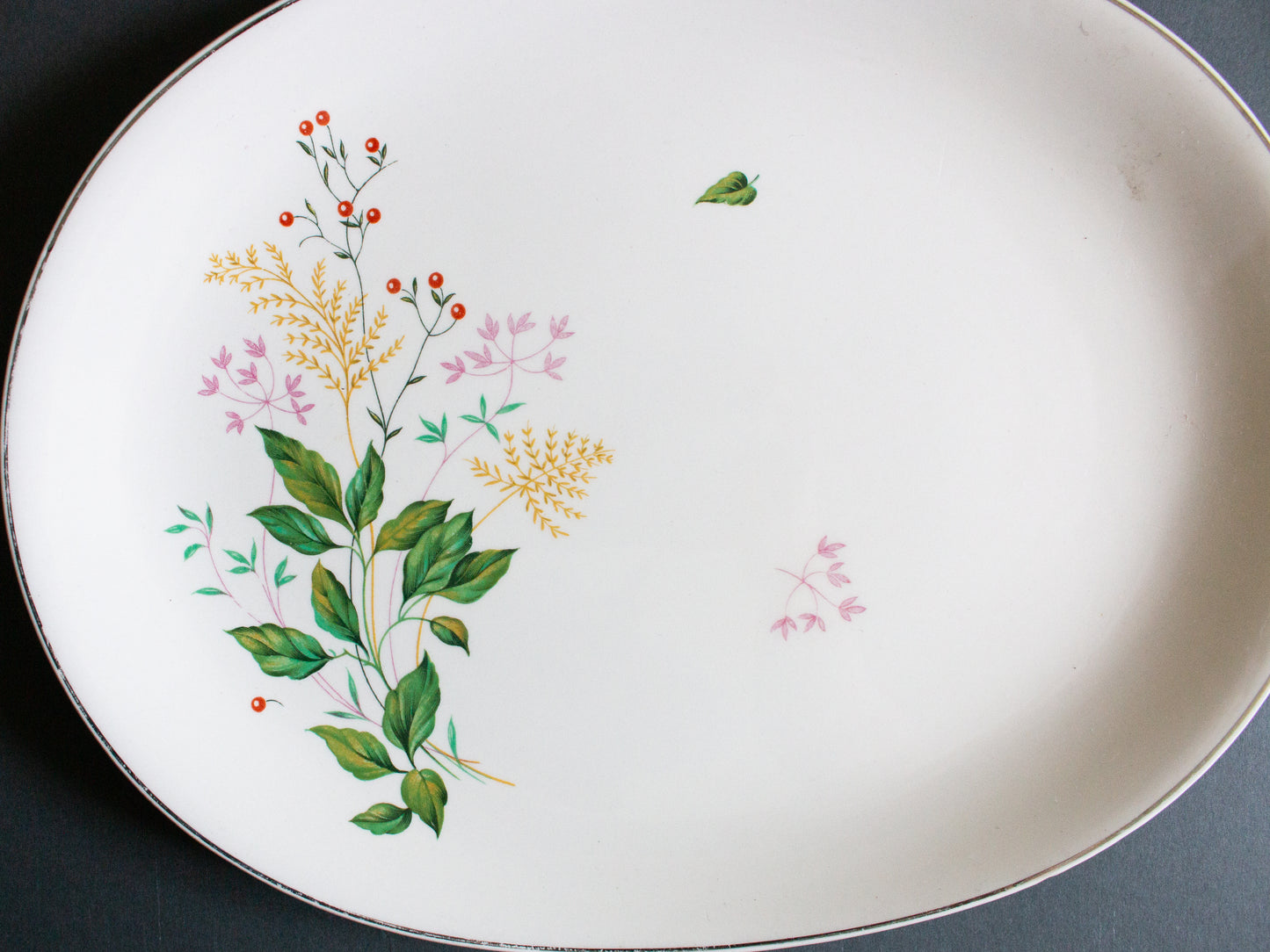 Johnson Bros. China Oval Serving Platter with Summer Floral Detail