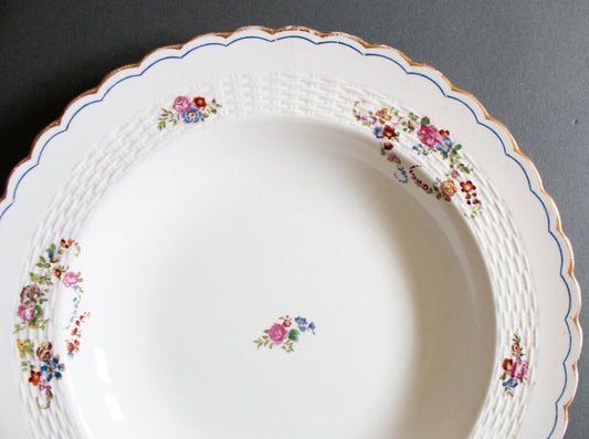 Antique Minton Rimmed Plate or Bowl with Floral Detail