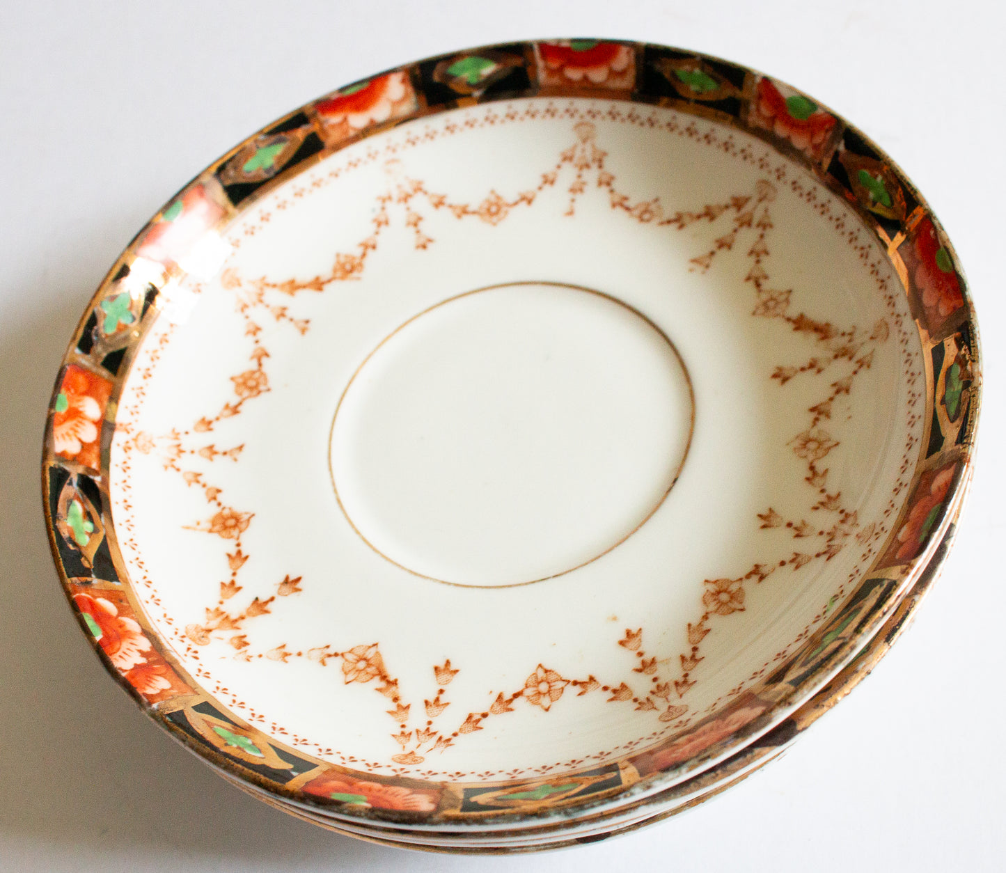 Antique Gladstone China Imari Type Edwardian Saucers (4)