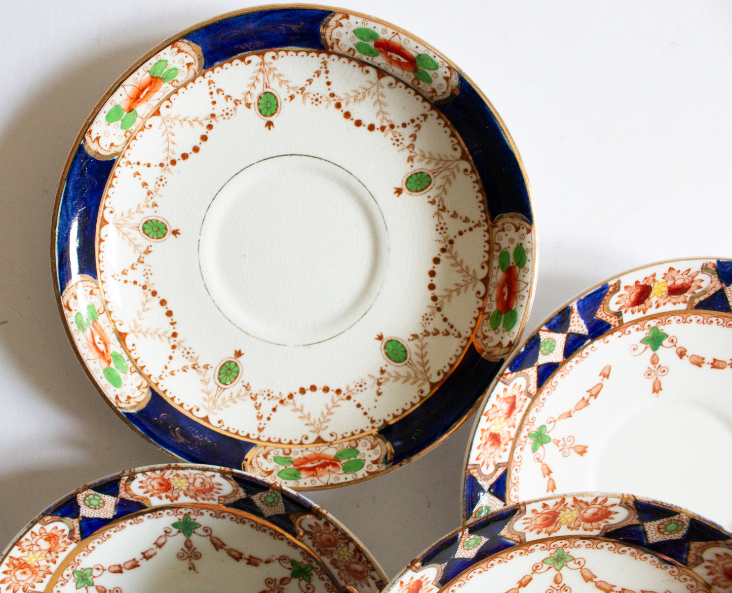 Antique Mismatched Imari Type Edwardian Saucers (6)