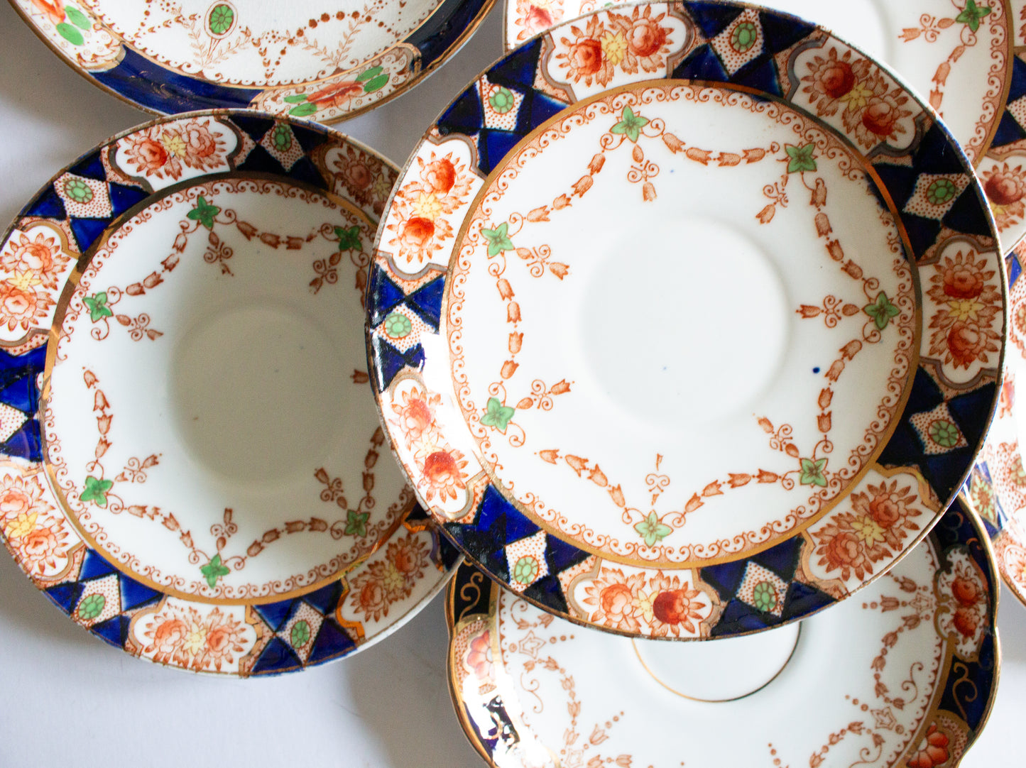 Antique Mismatched Imari Type Edwardian Saucers (6)