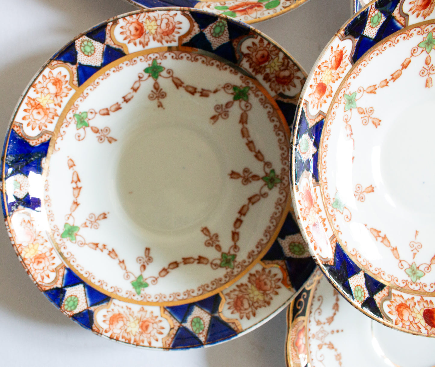 Antique Mismatched Imari Type Edwardian Saucers (6)