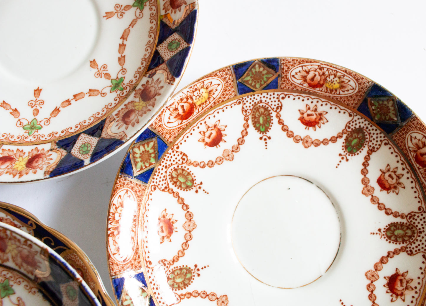 Antique Mismatched Imari Type Edwardian Saucers (6)