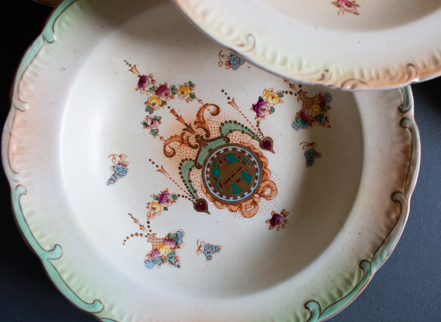 Crown Fieldings Stoke on Trent England Rimmed Dessert or Soup Bowls (5)