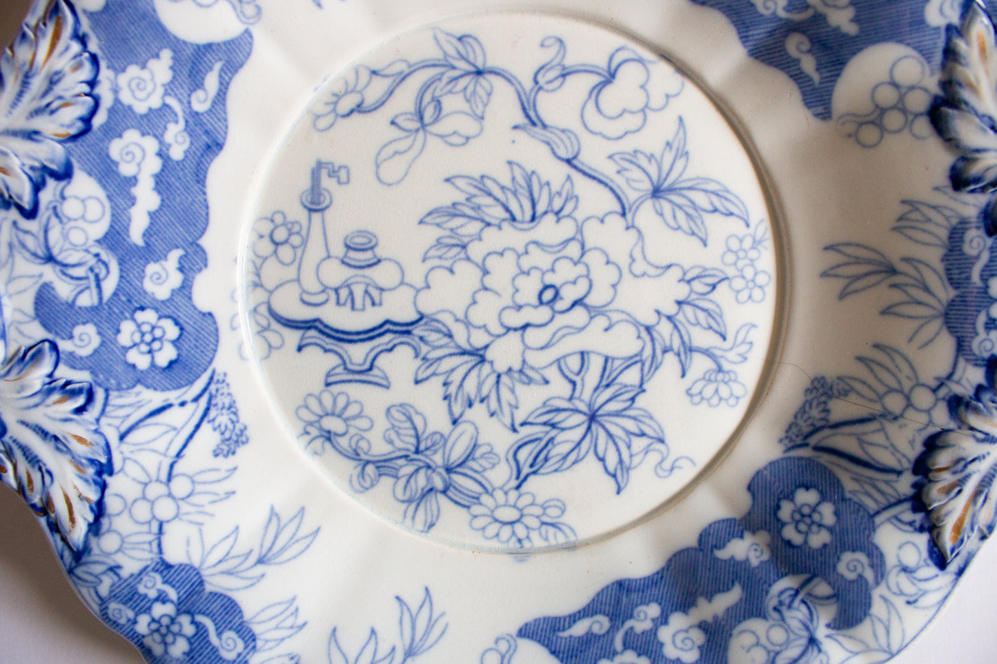 Minton 'Dorsay Japan' Pattern Antique Transferware Large Blue and White Tureen Stand