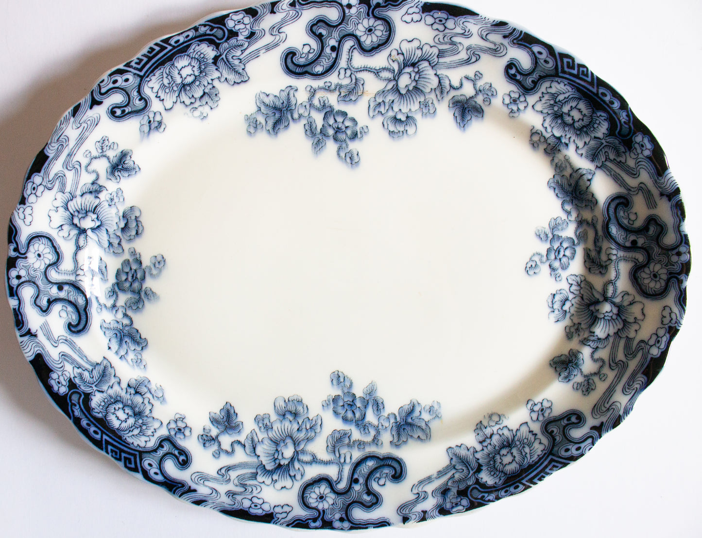 Keeling & Co. Losol Ware 'Tokio' Pattern Antique Transferware Large Blue and White Serving Platter