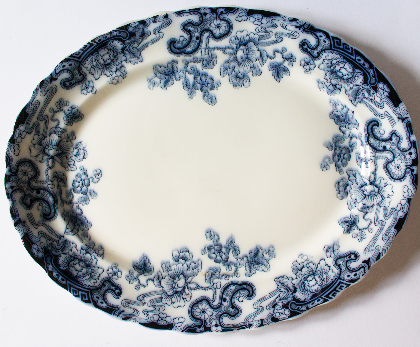 Keeling & Co. Losol Ware 'Tokio' Pattern Antique Transferware Large Blue and White Serving Platter