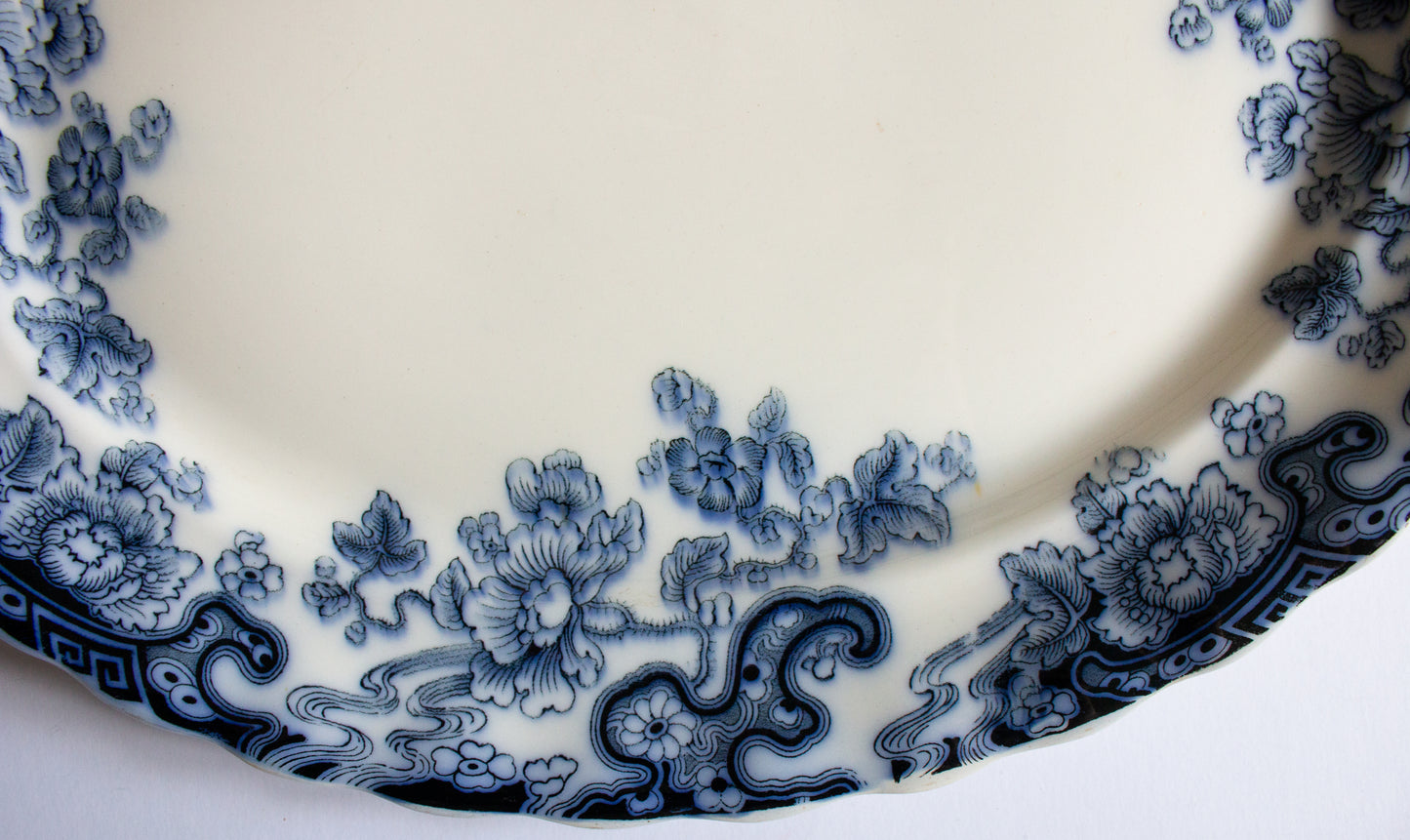 Keeling & Co. Losol Ware 'Tokio' Pattern Antique Transferware Large Blue and White Serving Platter