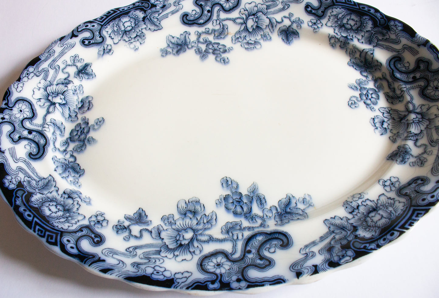 Keeling & Co. Losol Ware 'Tokio' Pattern Antique Transferware Large Blue and White Serving Platter