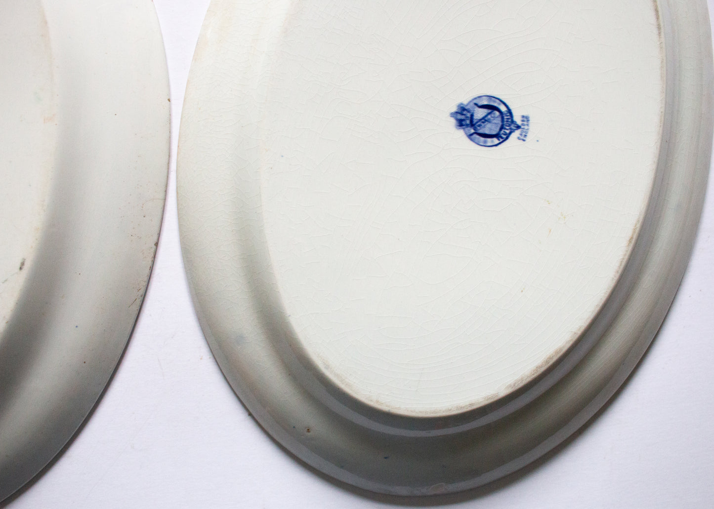 Brown Westhead Moore 'Teutonic' Pattern  Blue and White Transferware Serving Platters (2)