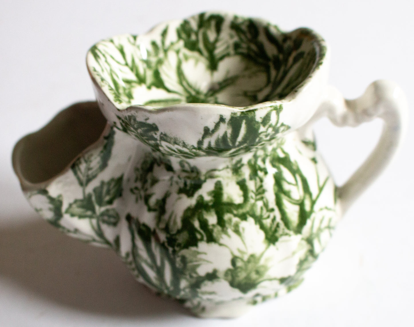 Fenton 'Azalea' Pattern Green and White Transferware Shaving Mug