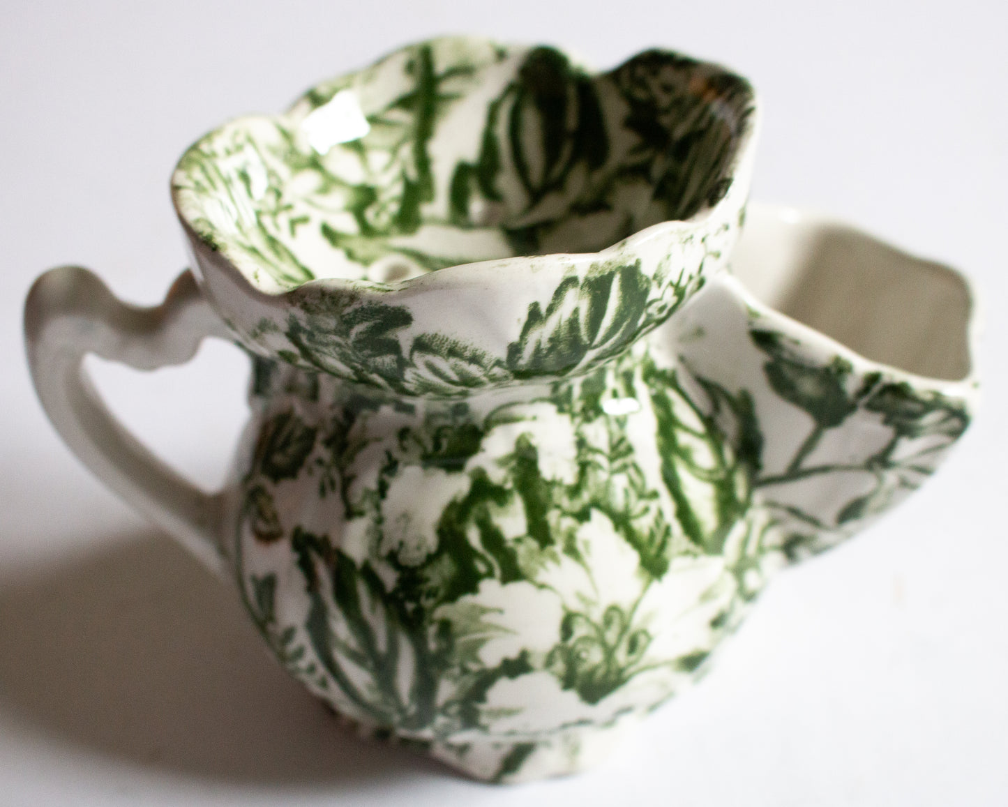 Fenton 'Azalea' Pattern Green and White Transferware Shaving Mug