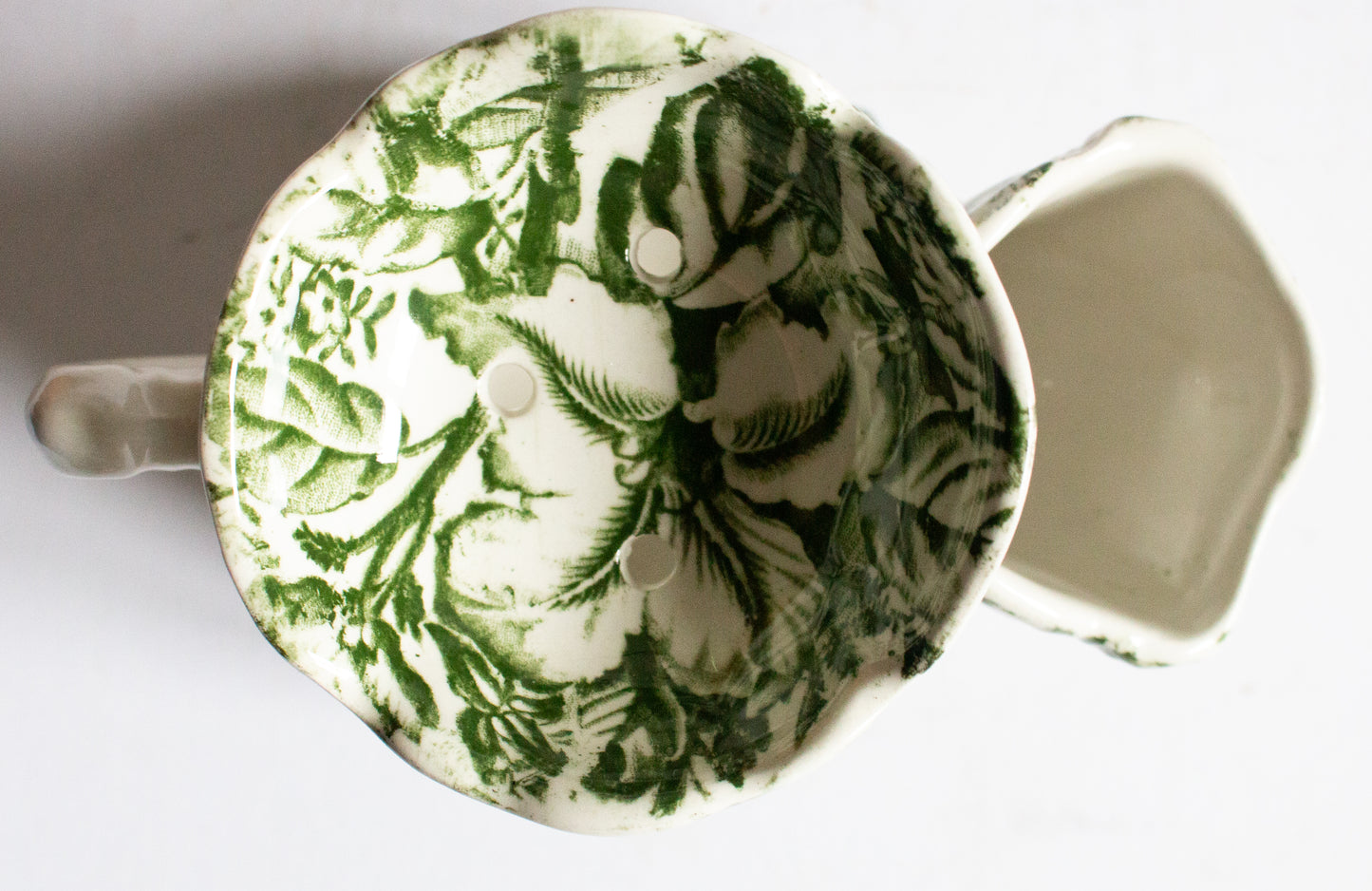 Fenton 'Azalea' Pattern Green and White Transferware Shaving Mug