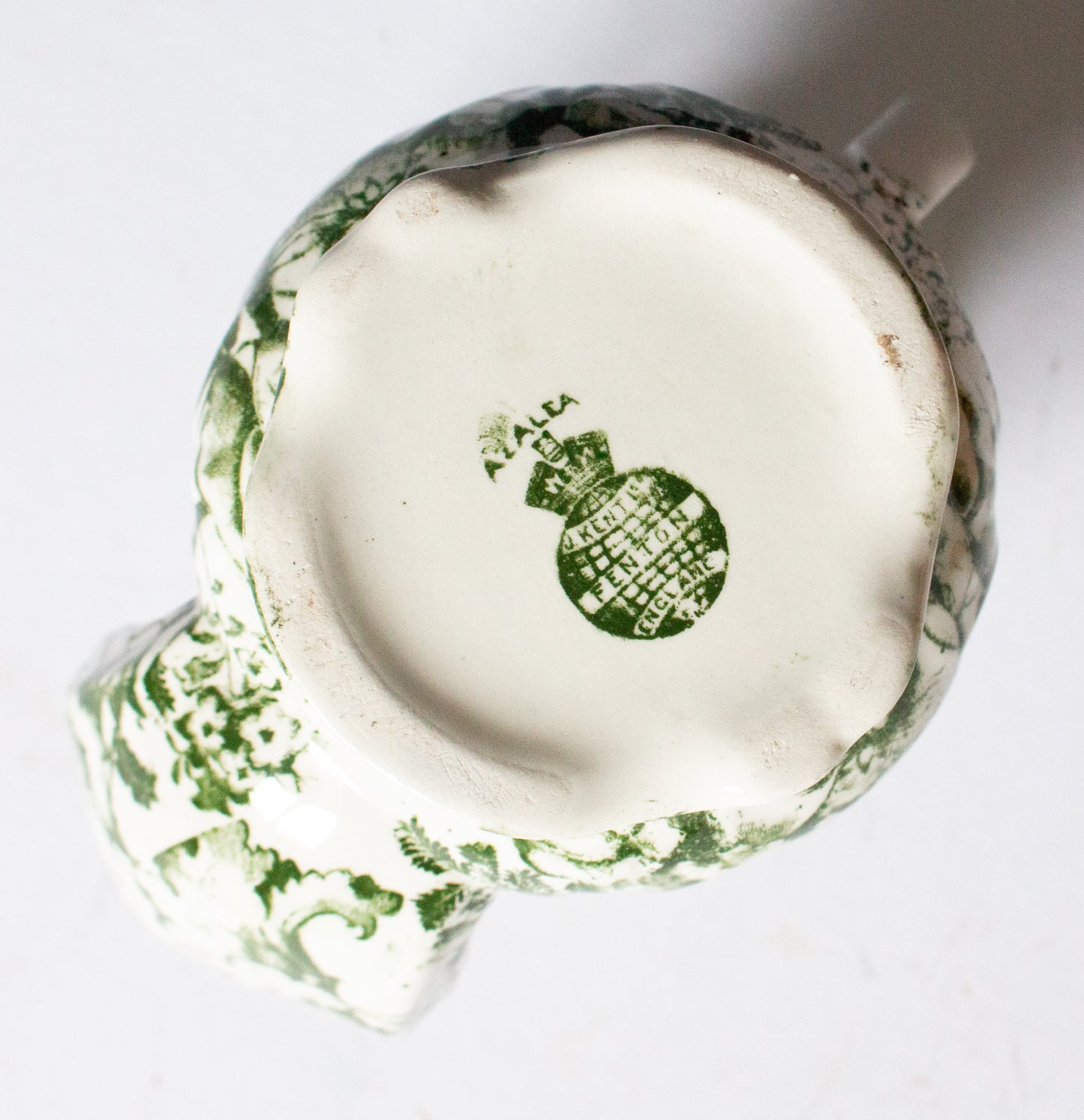 Fenton 'Azalea' Pattern Green and White Transferware Shaving Mug