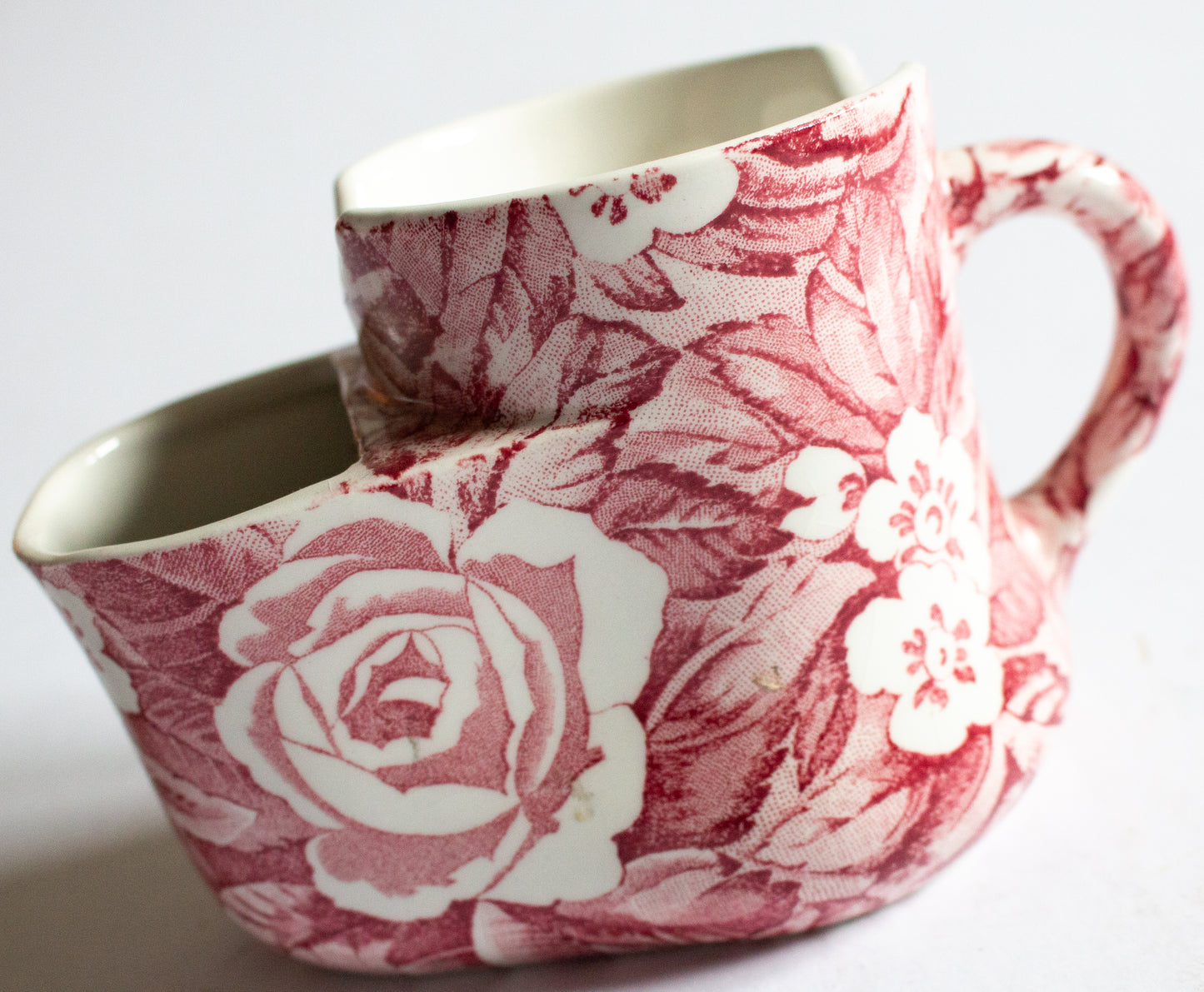 Burleigh Ware 'Victorian Chintz' Pattern Red and White Transferware Shaving Mug