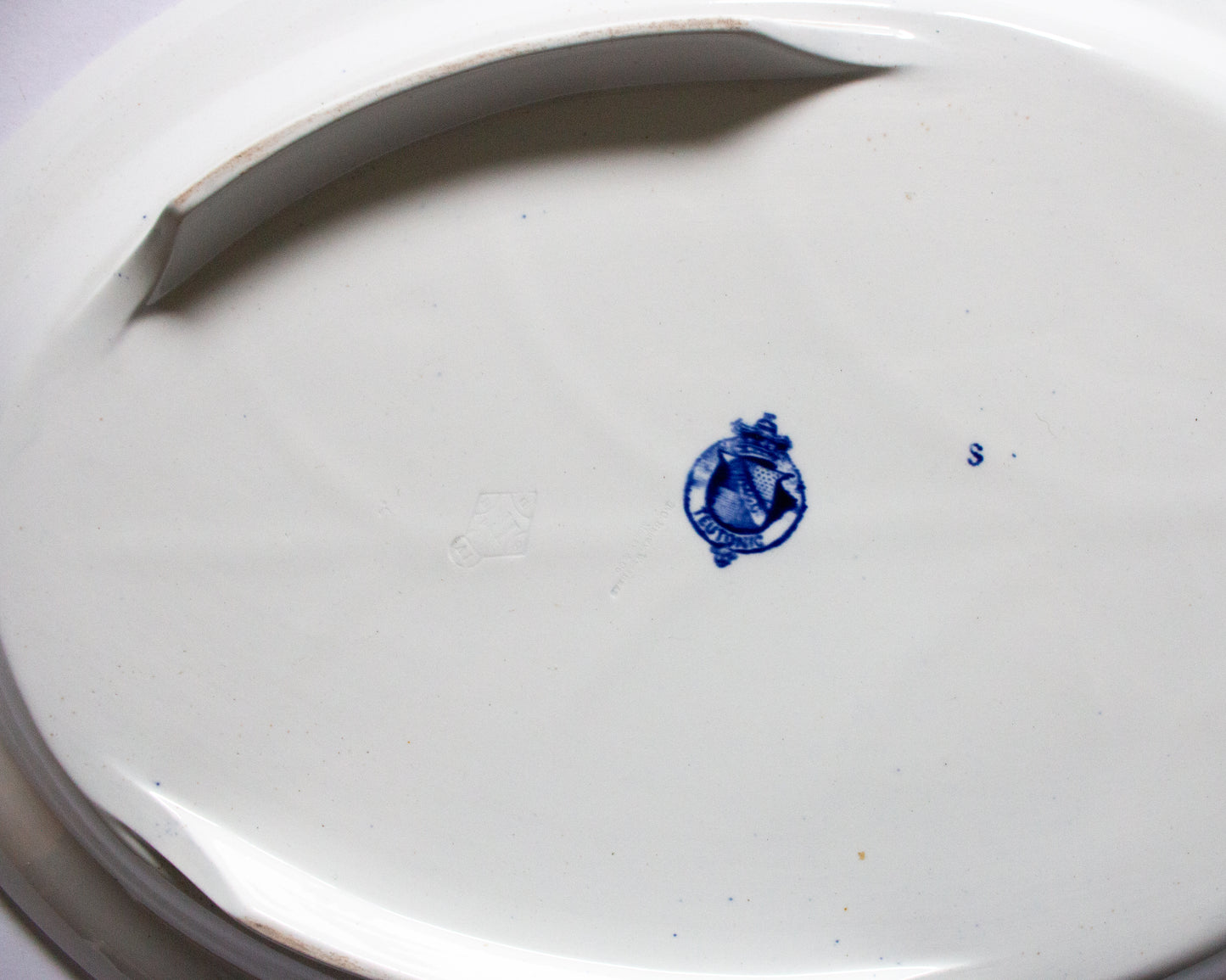 Brown Westhead Moore 'Teutonic' Pattern Large Blue and White Transferware Serving Platter