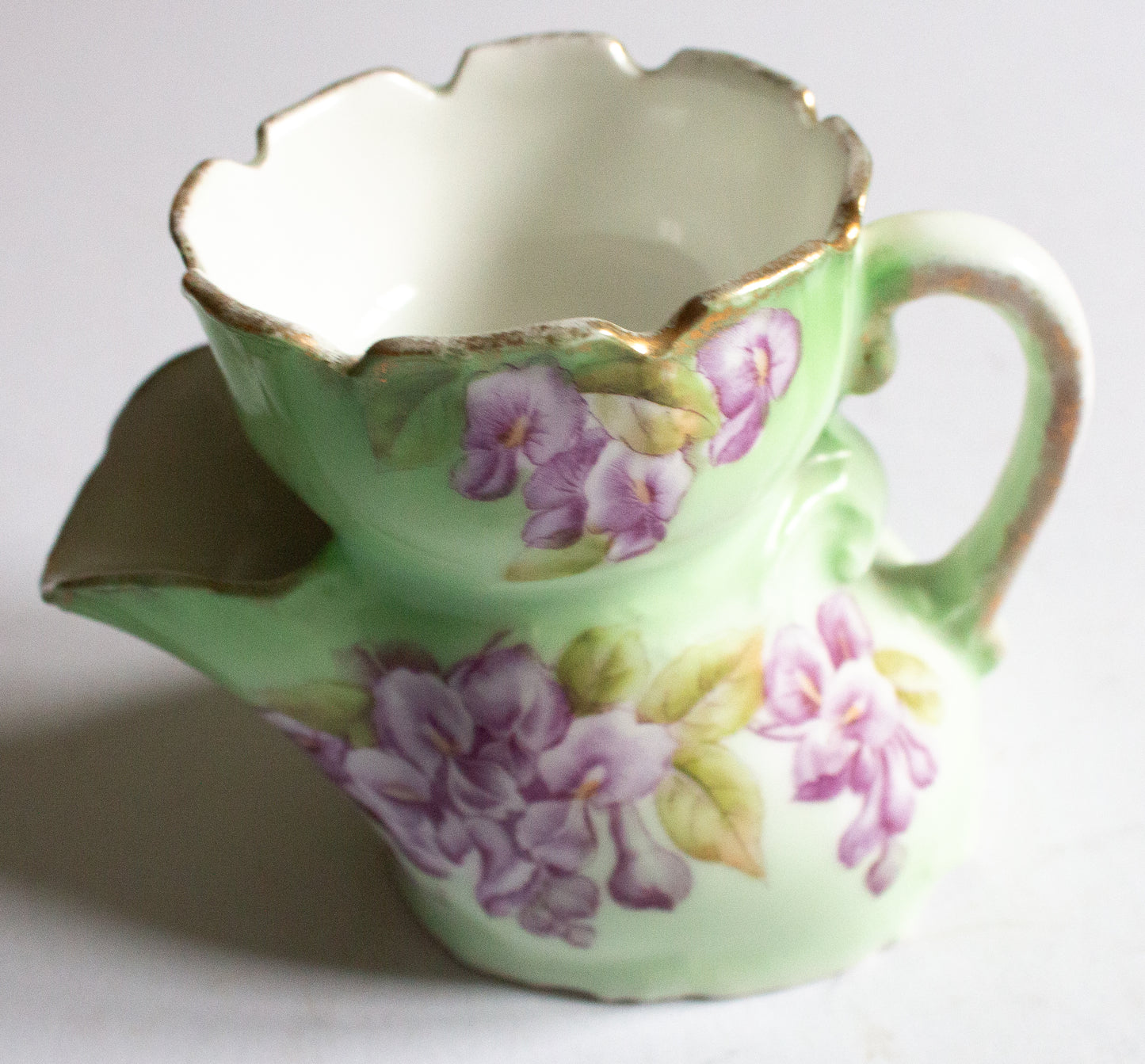 Antique Green and Floral Shaving Mug,