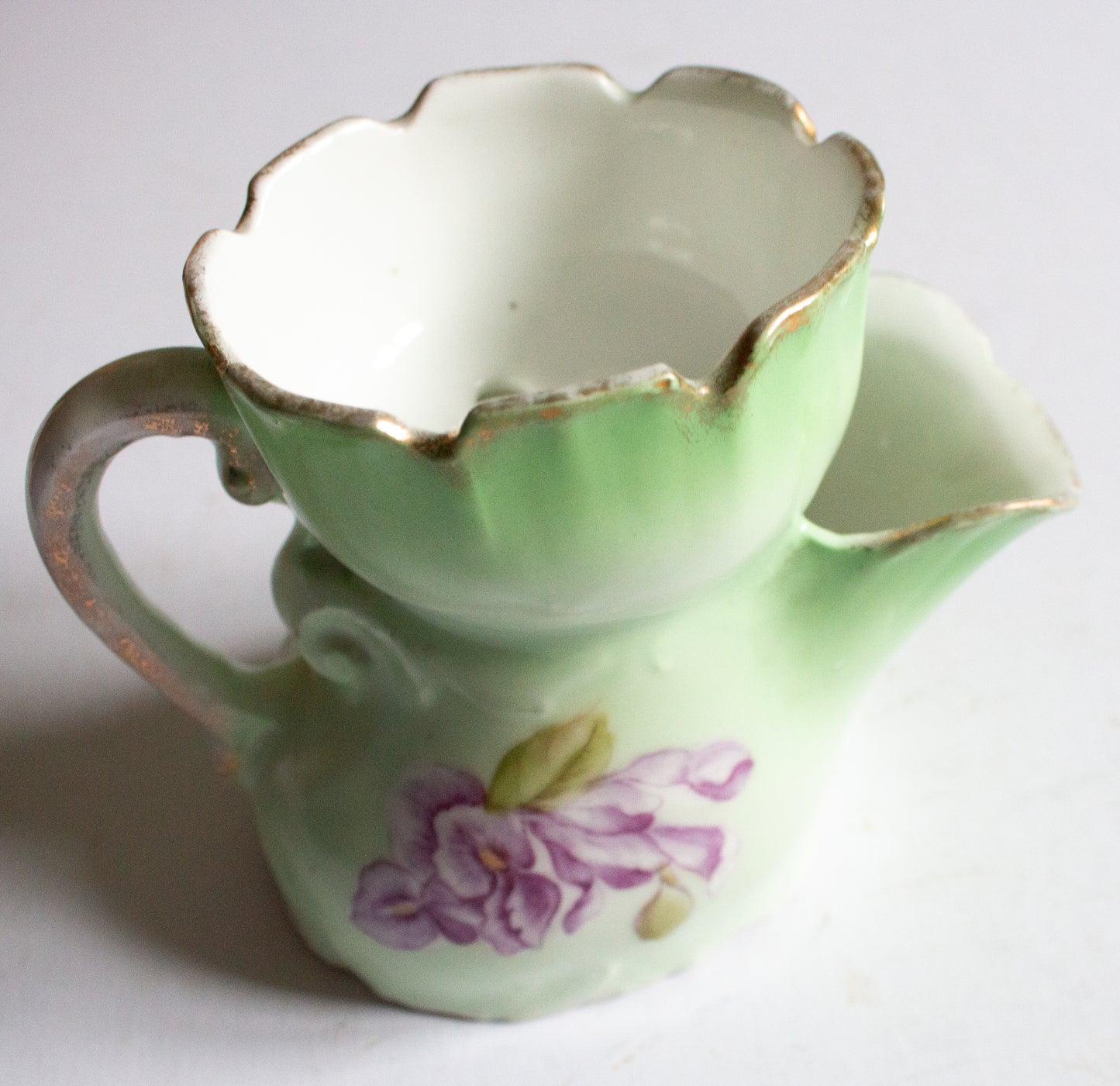 Antique Green and Floral Shaving Mug,