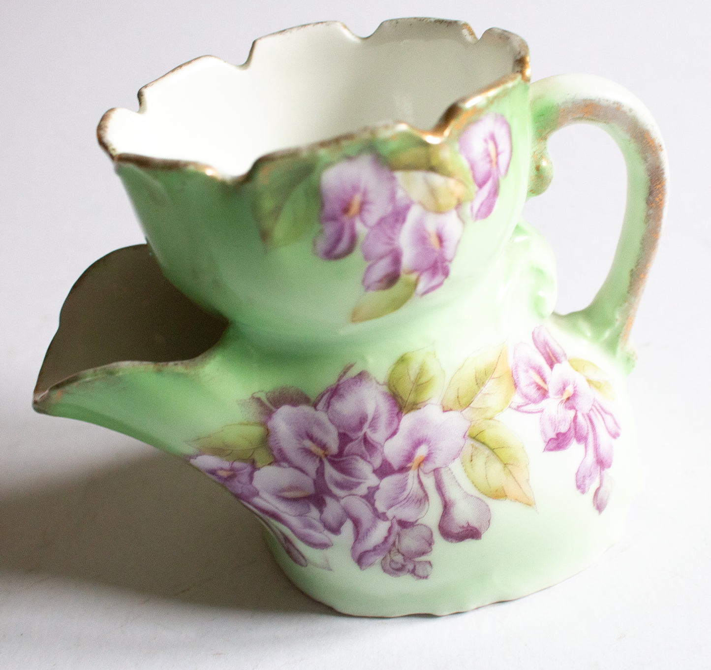 Antique Green and Floral Shaving Mug,