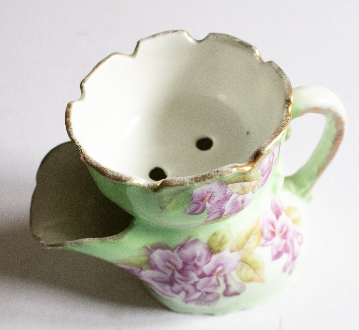 Antique Green and Floral Shaving Mug,