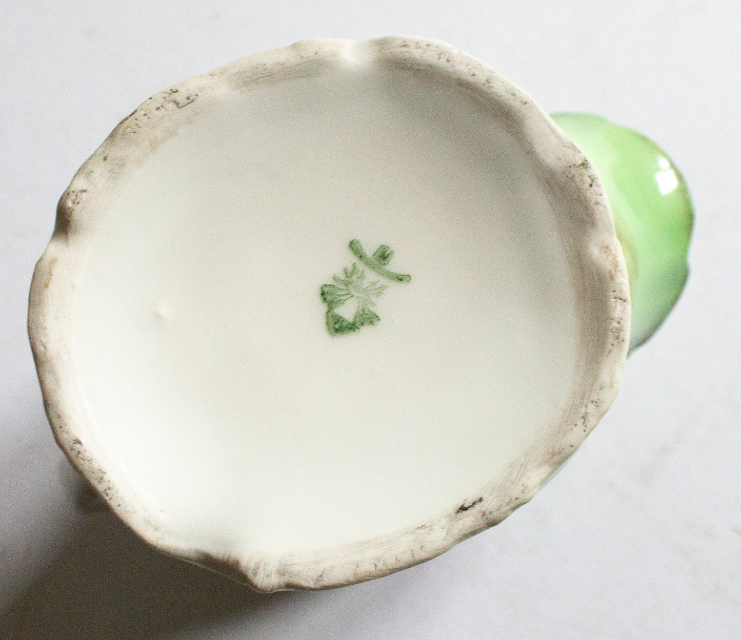 Antique Green and Floral Shaving Mug,