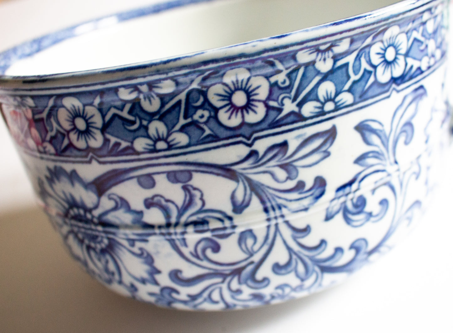 Antique Blue and White Transferware Chamber Pot