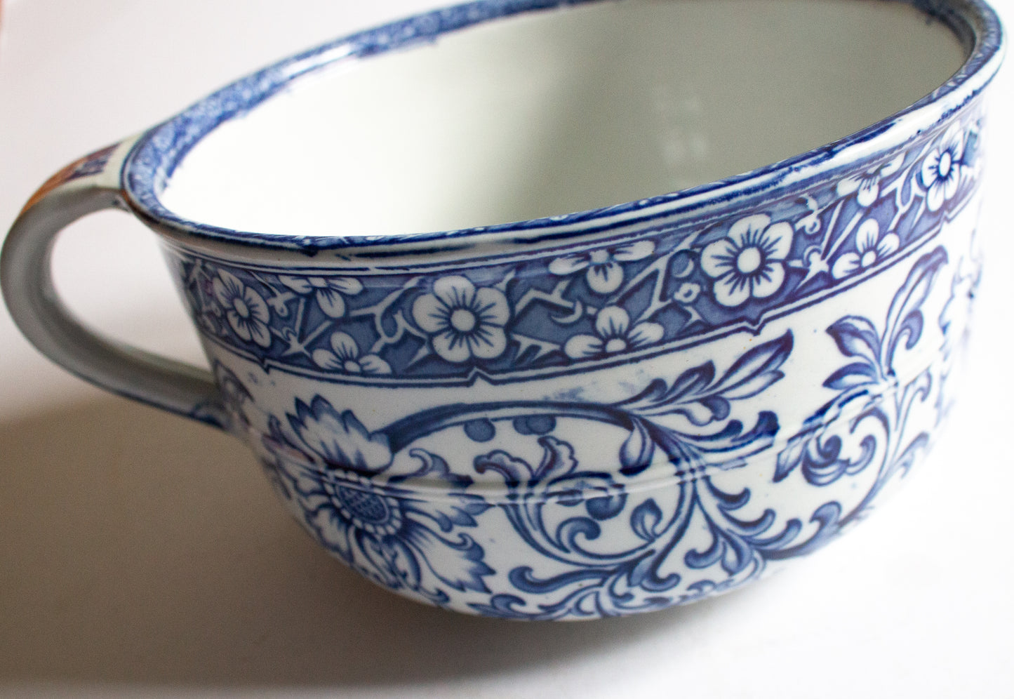 Antique Blue and White Transferware Chamber Pot